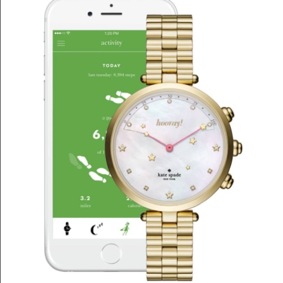 Kate Spade Hooray Holland Hybrid Smart Watch gold metal with box